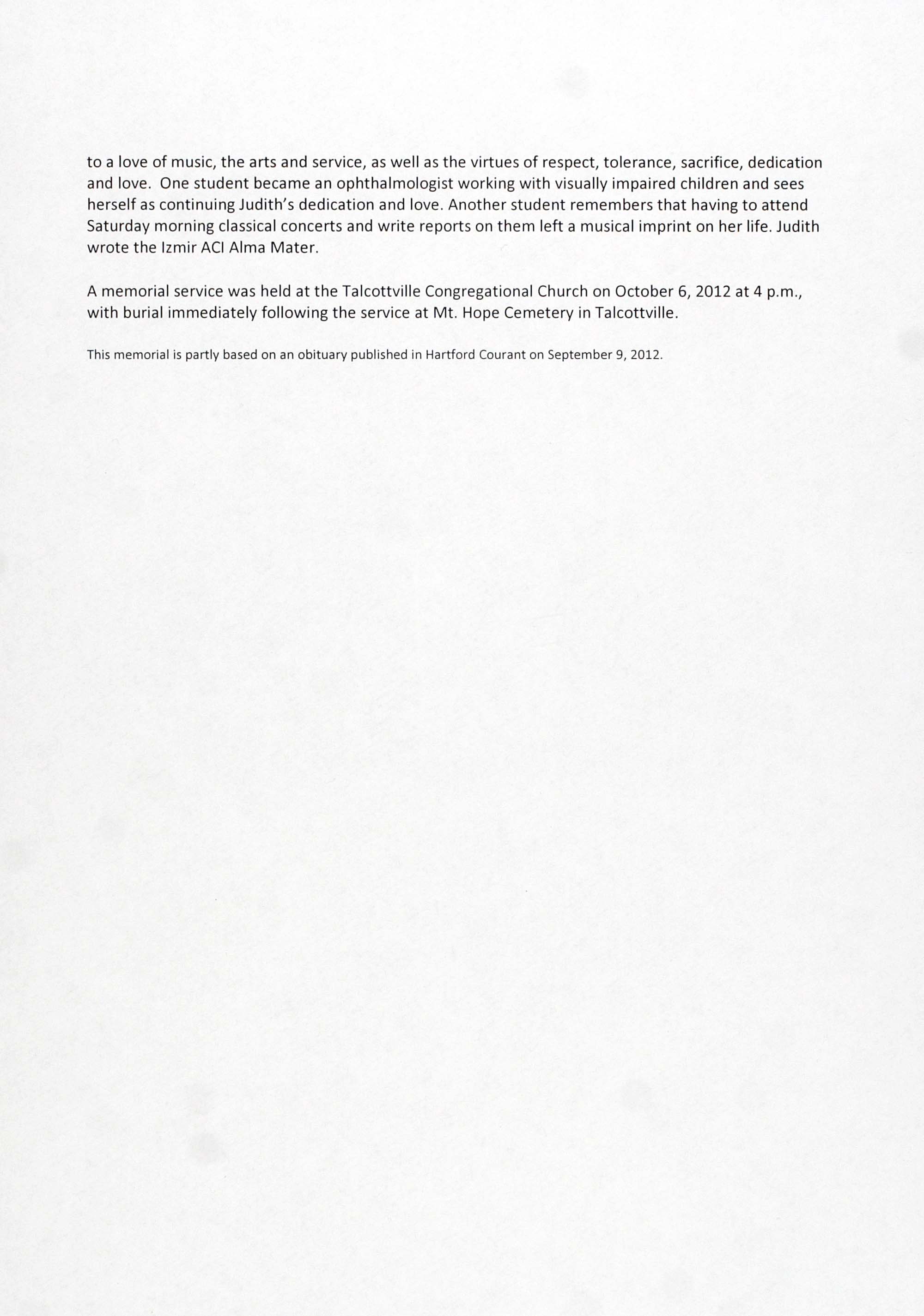 Digital Library For International Research Archive Memorial Records For Judith B Welles