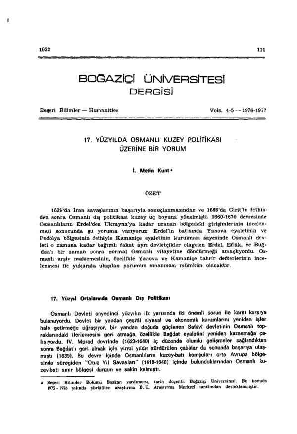Digital Library For International Research Archive 17 Yuzyilda Osmanli Kuzey Politikasi Uzerine Bir Yorum