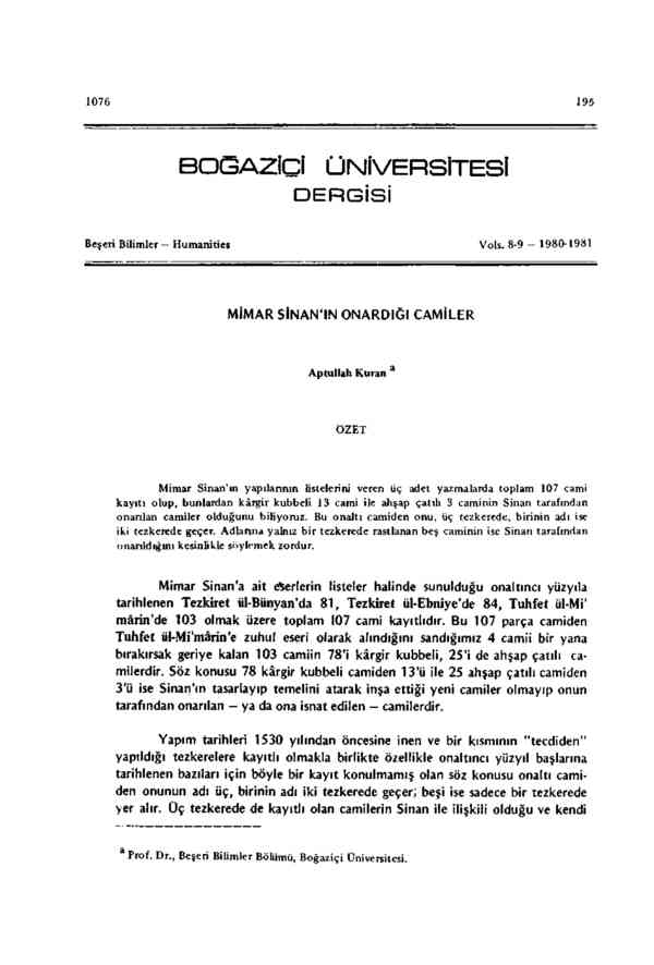 digital library for international research archive mimar sinan in onardigi camiler
